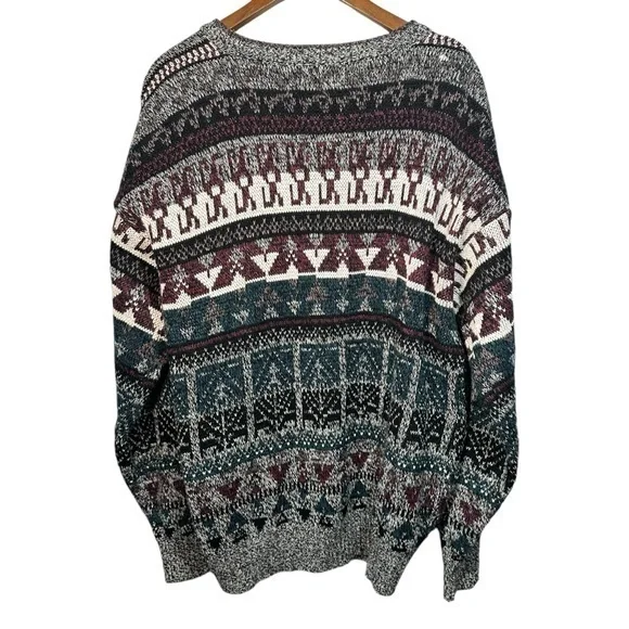 Vintage Mens Grandpacore Cardigan Sweater Size Large Geometric Abstract Aztec - Picture 2 of 13